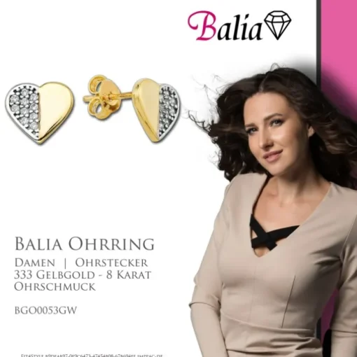 Balia Damen Ohrstecker aus 333 Gelbgold mit Zirkonia BGO0053GW