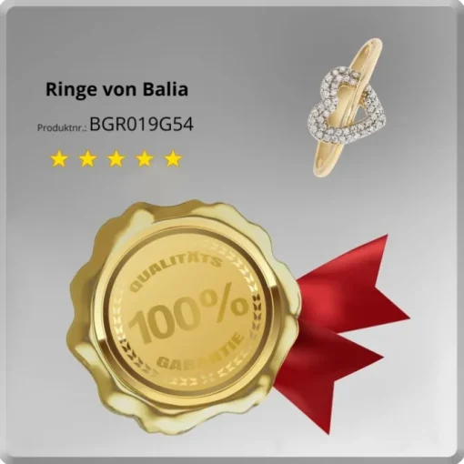 Balia Damen Ring aus 333 Gelbgold Herz mit Zirkonia Gr.54 BGR019G54