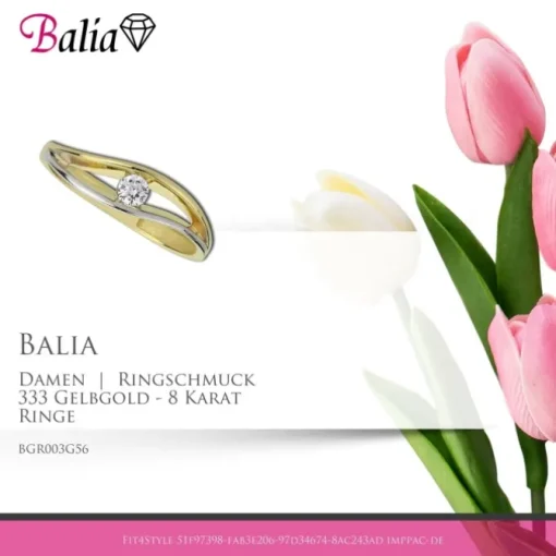 Balia Damen Ring aus 333 Gelbgold mit Zirkonia Gr.56 BGR003G56
