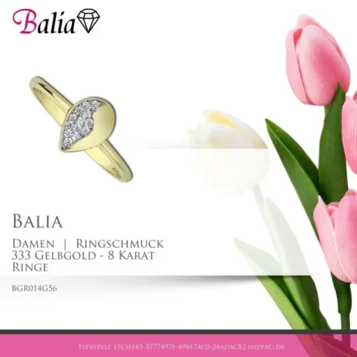 Balia Damen Ring aus 333 Gelbgold mit Zirkonia Gr.56 BGR014G56