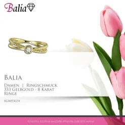 Balia Damen Ring aus 333 Gelbgold mit Zirkonia Gr.54 BGR053G54