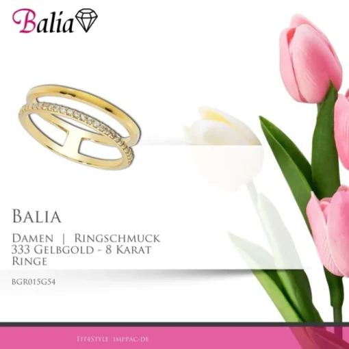 Balia Damen Ring aus 333 Gelbgold mit Zirkonia Gr.54 BGR015G54