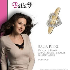 Balia Damen Ring aus 333 Gelbgold Herz mit Zirkonia Gr.54 BGR019G54