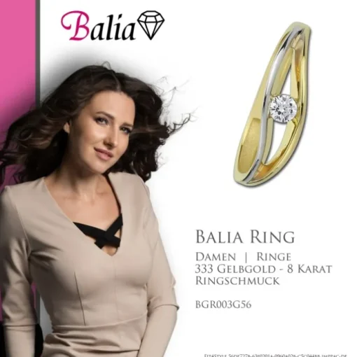 Balia Damen Ring aus 333 Gelbgold mit Zirkonia Gr.56 BGR003G56