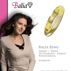 Balia Damen Ring aus 333 Gelbgold 3-reihig mit Zirkonia Gr.58 BGR064G58