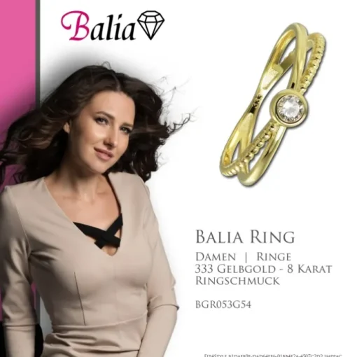Balia Damen Ring aus 333 Gelbgold mit Zirkonia Gr.54 BGR053G54