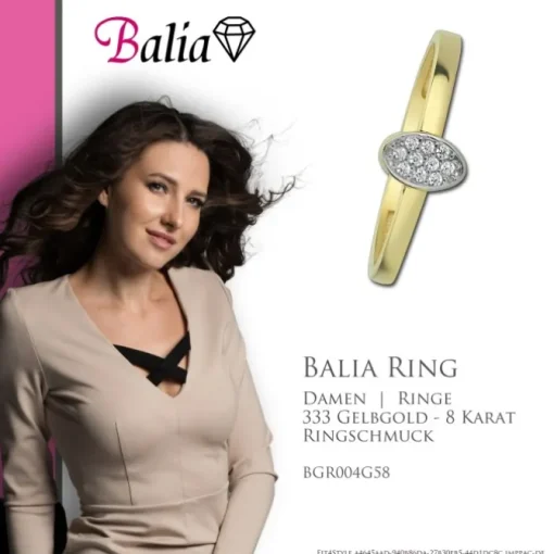 Balia Damen Ring aus 333 Gelbgold mit Zirkonia Gr.58 BGR004G58