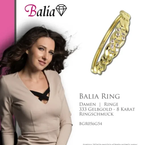 Balia Damen Ring aus 333 Gelbgold mit Zirkonia Gr.54 BGR056G54