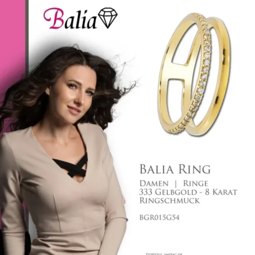 Balia Damen Ring aus 333 Gelbgold mit Zirkonia Gr.54 BGR015G54