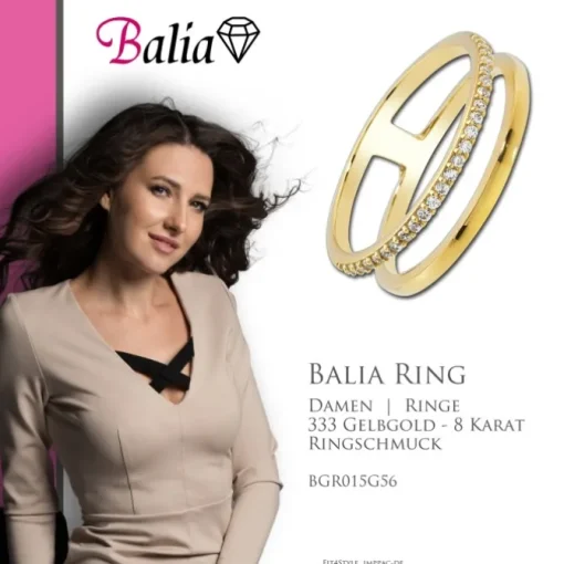 Balia Damen Ring aus 333 Gelbgold mit Zirkonia Gr.56 BGR015G56