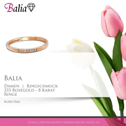 Balia Damen Ring aus 333 Rosegold mit 7 Zirkonias Gr.60 BGR017R60