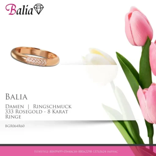 Balia Damen Ring aus 333 Rosegold 3-reihig mit Zirkonia Gr.60 BGR064R60