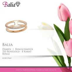 Balia Damen Ring aus 333 Rosegold mit Zirkonia Gr.54 BGR015R60