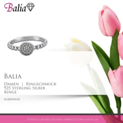 Balia Damen Ring aus 925 Silber mit Zirkonia Gr.60 BAR003W60