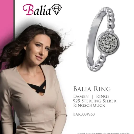 Balia Damen Ring aus 925 Silber mit Zirkonia Gr.60 BAR003W60