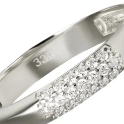 Balia Damen Ring aus 333 Weißgold 3-reihig mit Zirkonia Gr.62 BGR064W62