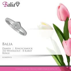 Balia Damen Ring aus 333 Weißgold mit Zirkonia Gr.54 BGR009W54