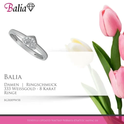 Balia Damen Ring aus 333 Weißgold mit Zirkonia Gr.58 BGR009W58