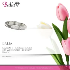 Balia Damen Ring aus 333 Weißgold 3-reihig mit Zirkonia Gr.62 BGR064W62