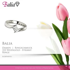 Balia Damen Ring aus 333 Weißgold mit Zirkonia Gr.54 BGR054W54