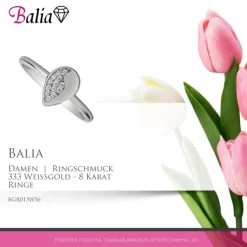 Balia Damen Ring aus 333 Weißgold mit Zirkonia Gr.56 BGR013W56