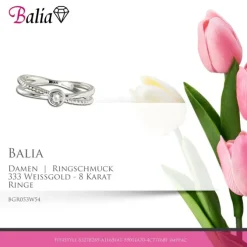 Balia Damen Ring aus 333 Weißgold mit Zirkonia Gr.54 BGR053W54