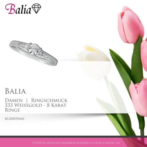 Balia Damen Ring aus 333 Weißgold mit Zirkonia Gr.60 BGR005W60