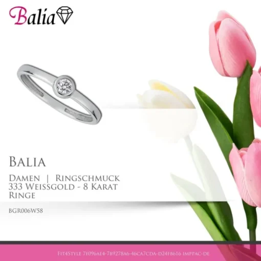 Balia Damen Ring aus 333 Weißgold mit Zirkonia Gr.58 BGR006W58