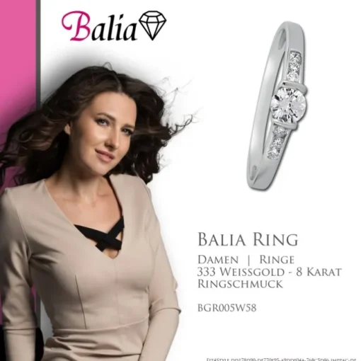 Balia Damen Ring aus 333 Weißgold mit Zirkonia Gr.58 BGR005W58