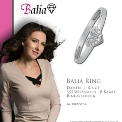 Balia Damen Ring aus 333 Weißgold mit Zirkonia Gr.54 BGR009W54