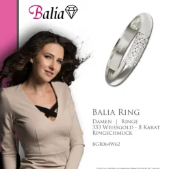 Balia Damen Ring aus 333 Weißgold 3-reihig mit Zirkonia Gr.62 BGR064W62