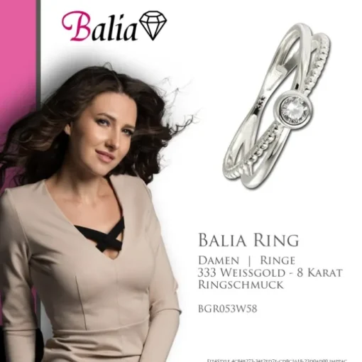 Balia Damen Ring aus 333 Weißgold mit Zirkonia Gr.58 BGR053W58