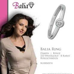 Balia Damen Ring aus 333 Weißgold mit Zirkonia Gr.54 BGR006W54