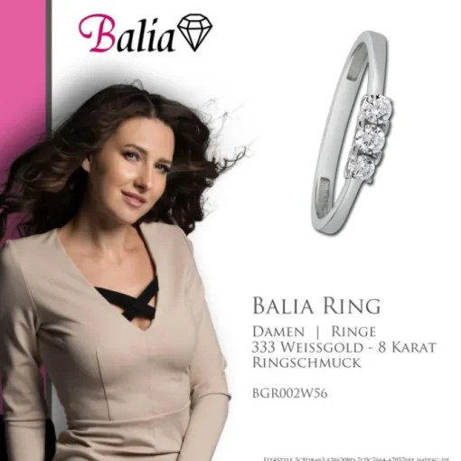 Balia Damen Ring aus 333 Weißgold mit Zirkonia Gr.56 BGR002W56