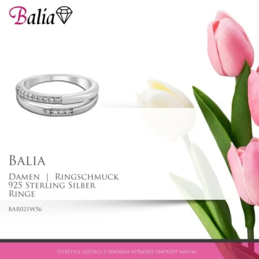 Balia Damen Ring Double aus 925 Silber mit Zirkonia Gr.56 BAR021W56