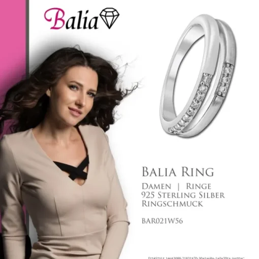 Balia Damen Ring Double aus 925 Silber mit Zirkonia Gr.56 BAR021W56