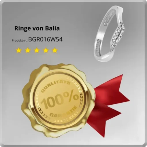 Balia Damen Ring Welle aus 333 Weißgold mit Zirkonia Gr.54 BGR016W54