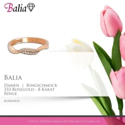 Balia Damen Ring Welle aus 333 Rosegold mit Zirkonia Gr.54 BGR016R54