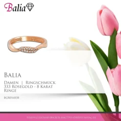 Balia Damen Ring Welle aus 333 Rosegold mit Zirkonia Gr.58 BGR016R58