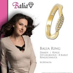 Balia Damen Ring Welle aus 333 Gelbgold mit Zirkonia Gr.56 BGR016G56