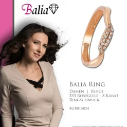 Balia Damen Ring Welle aus 333 Rosegold mit Zirkonia Gr.54 BGR016R54
