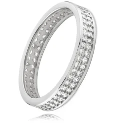 Balia Damen Ring Zirkonia zweireihig Weißgold Gr.54 BGR021W54