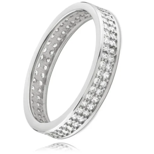 Balia Damen Ring Zirkonia zweireihig Weißgold Gr.54 BGR021W54