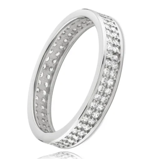 Balia Damen Ring Zirkonia zweireihig Weißgold Gr.60 BGR021W60