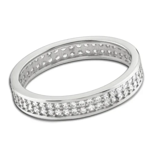 Balia Damen Ring Zirkonia zweireihig Weißgold Gr.58 BGR021W58