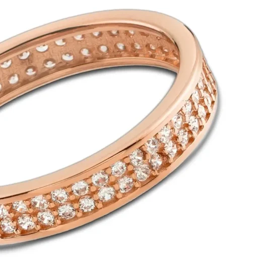 Balia Damen Ring Zirkonia zweireihig Rosegold Gr.58 BGR021R58
