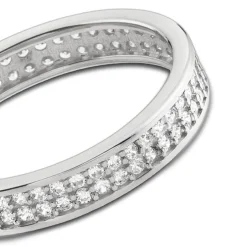 Balia Damen Ring Zirkonia zweireihig Weißgold Gr.58 BGR021W58