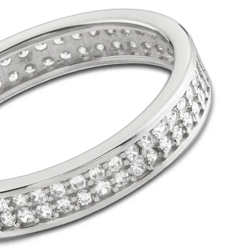 Balia Damen Ring Zirkonia zweireihig Weißgold Gr.58 BGR021W58
