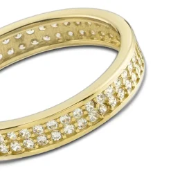 Balia Damen Ring Zirkonia zweireihig Gelbgold Gr.54 BGR021G54