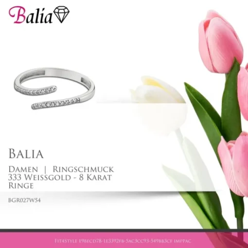 Balia Damen Ring Zirkonia Line aus 333 Weißgold Gr.54 BGR027W54